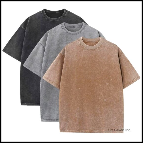 Oversized Heavy Cotton Vintage Tee Loose Fit Casual T-Shirt Summer Essential